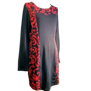 Stitch B Tween Knit Sweater Dress Size L Black & Red Slimming Panels Y2K 90s